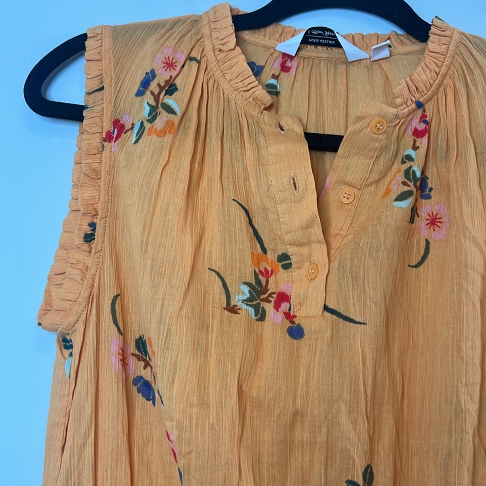 Paris Atelier & Other Stories Women's Orange Floral Sleeveless Mini Dress Size 4 - Picture 2 of 4